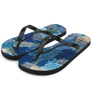 Skor, Dam, Denim, sommarskor, strandkläder, roliga, Flip-Flops, blåjeans, lapptäcke, mors dag-present, bästsäljande, trendig, tjejpresent