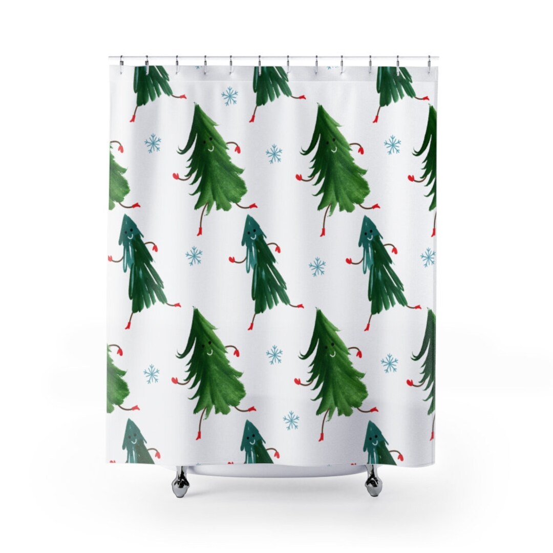 Funny Christmas Shower Curtains Bathroom Decor Running Etsy UK
