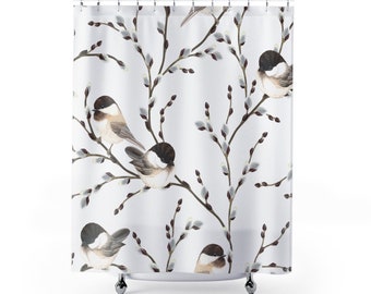 Bird Shower Curtains, branches, bathroom décor, home décor, mom gifts, gifts for the home, feathers, wings, best selling curtain