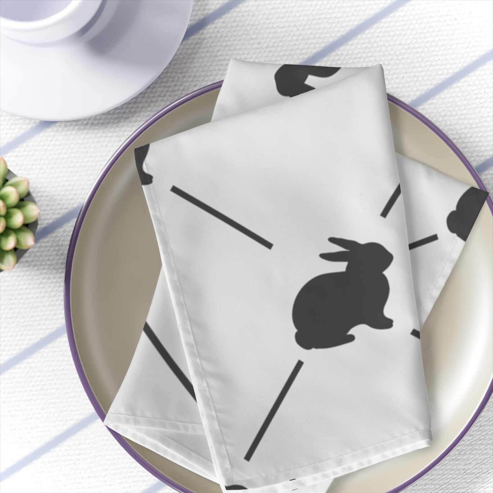 4 Piece Set Bunny Rabbits Easter Cocktail Napkin Best Etsy UK