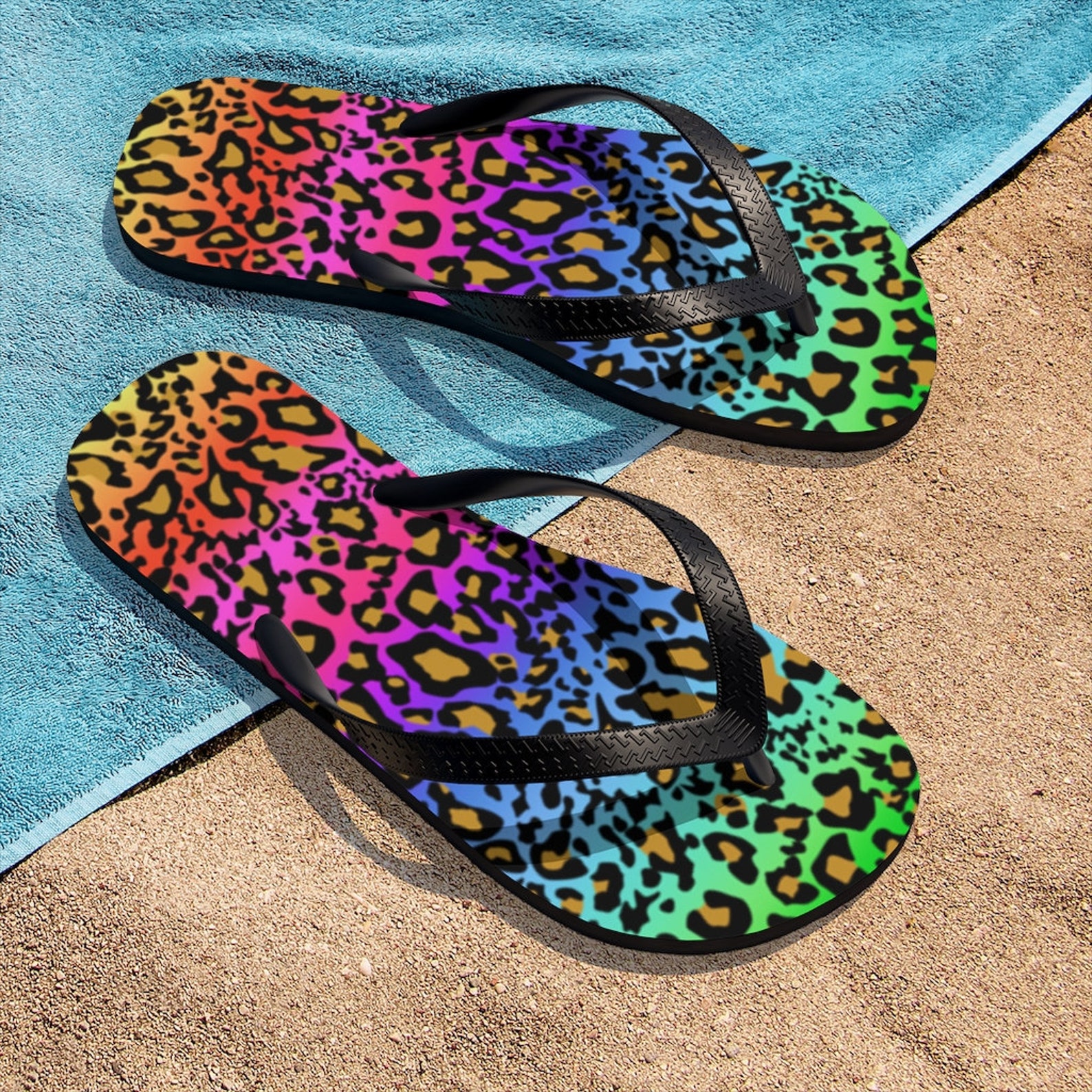 Woman's Flip-flops Beach Footwear Rainbow Colors - Etsy Australia