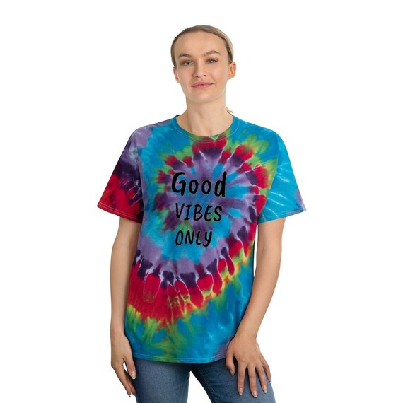 Good Vibes solamente Hombre Mujer camiseta Tie Dye Camiseta Espiral colores arco iris best seller rojo verde azul morado camisa de los 60 Hippie s Etsy Mexico