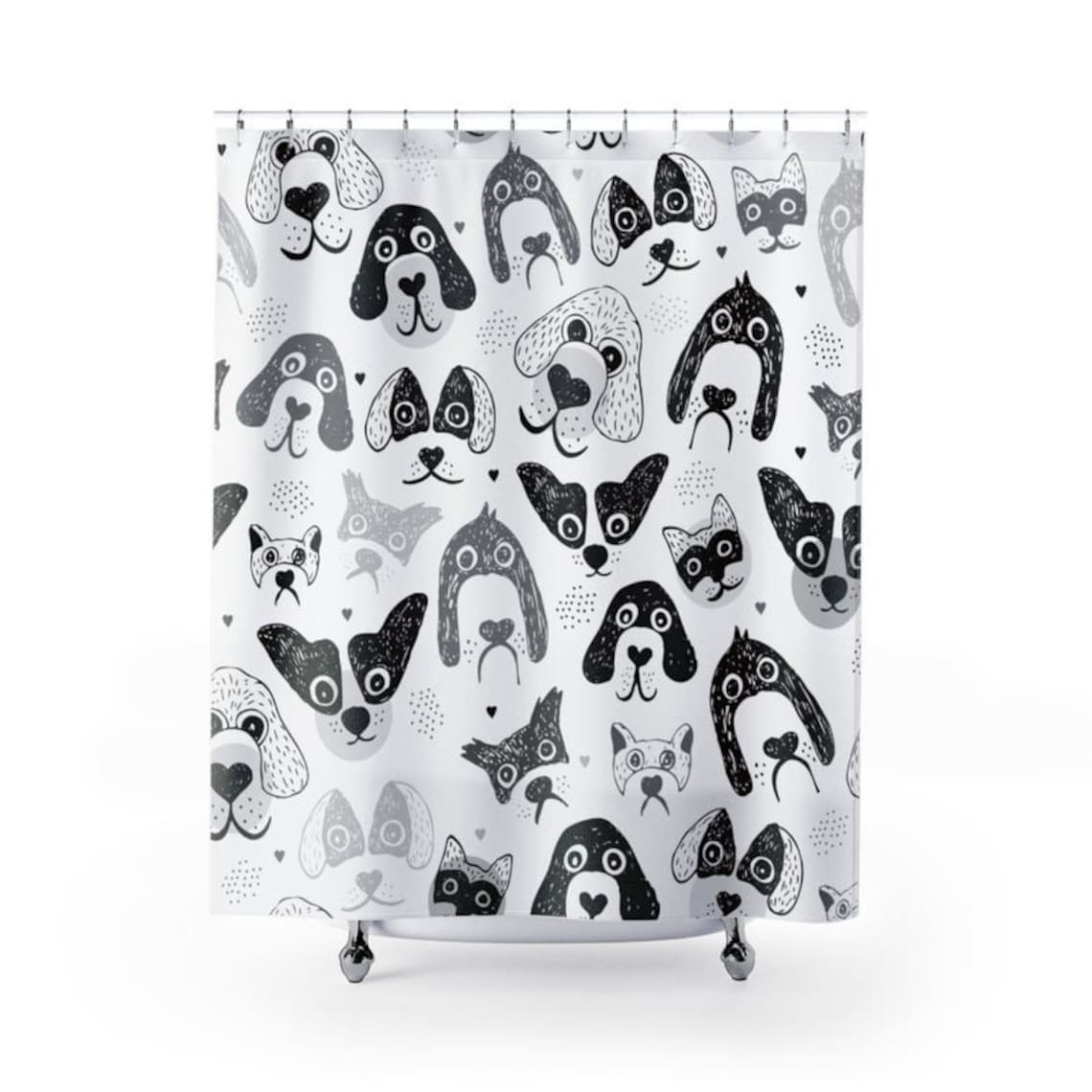 Shower Curtains Dogs Pets Animals Black and White Dog Etsy