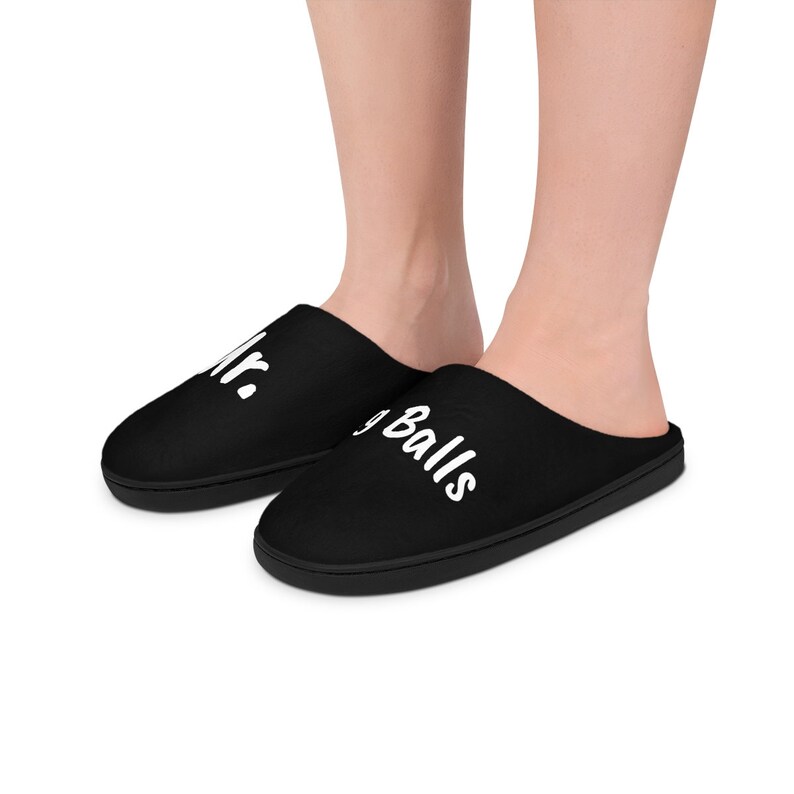 Grappig zeggen slippers, Heren Indoor Slipper, bericht om te personaliseren, Mr. Big Balls, comfortabele fleece stof, Echtgenoot slipper, mannen slip op schoen afbeelding 6