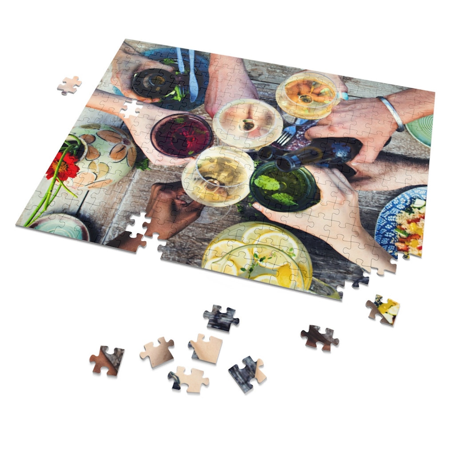 Cheers, 252 Piece Puzzle, Wine Drinking, Beer Drinking , Table Game, Out to Eat, Friends ...