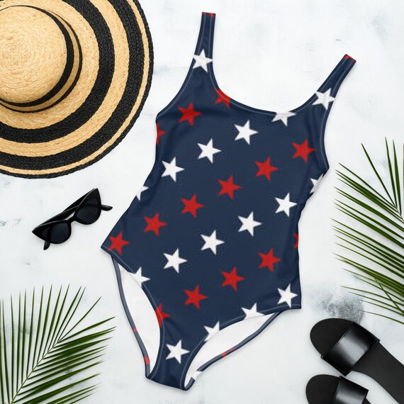 Woman's One Piece Swimwear 4th of July Swimsuit Red Etsy