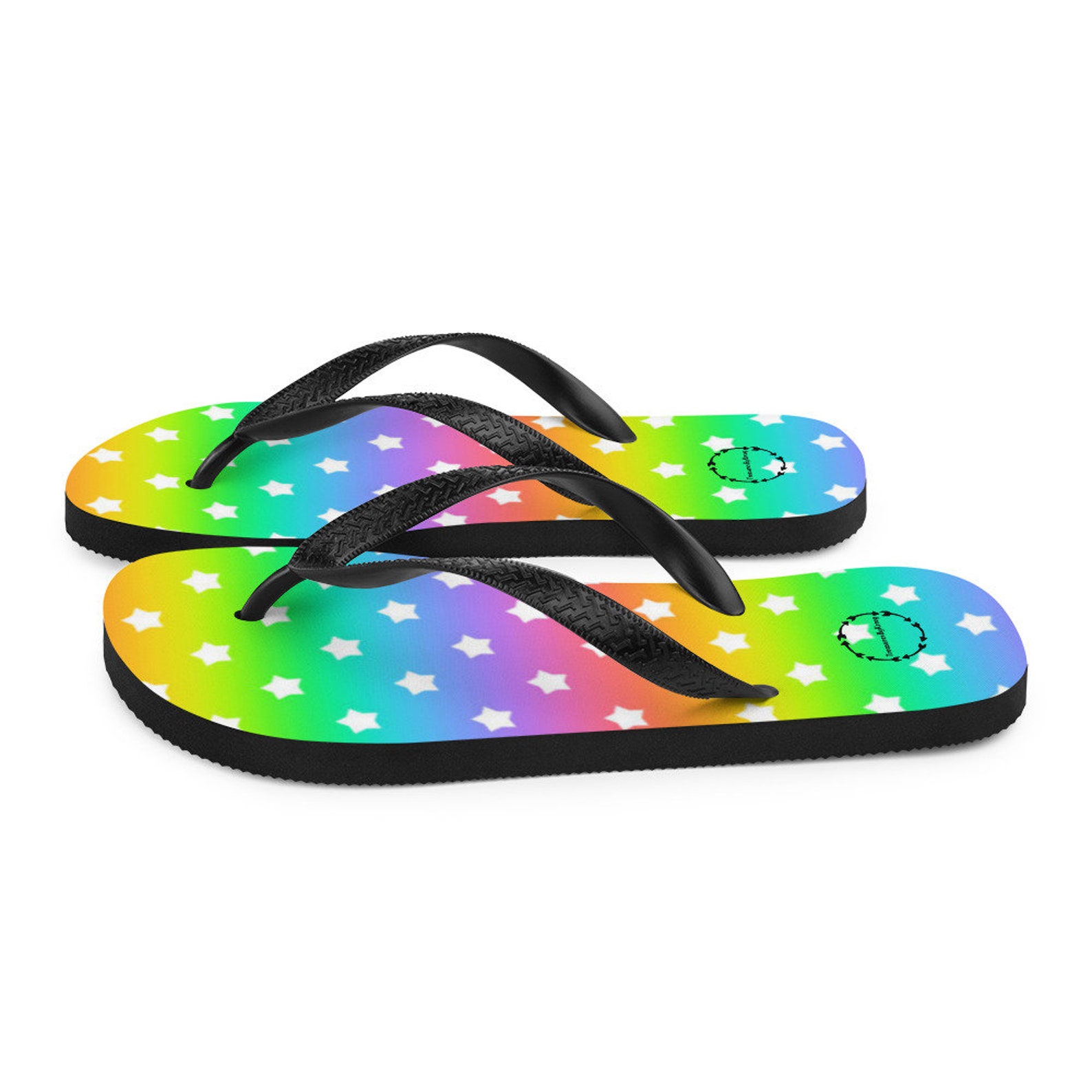 flip flops with rainbow sole