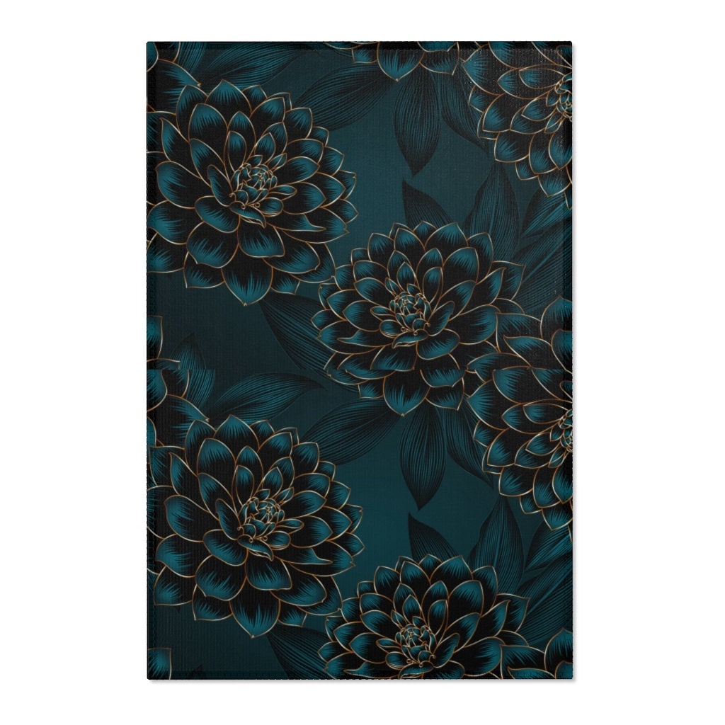 Teal Flower Pattern Area Rugs Bedroom Floor Carpet Home - Etsy