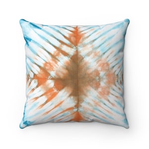 Tie dye, throw pillow, accent pillow, Square Pillow, home decor, gifts for the home, best seller, Hippie&#39;s, blue, orange, gifts