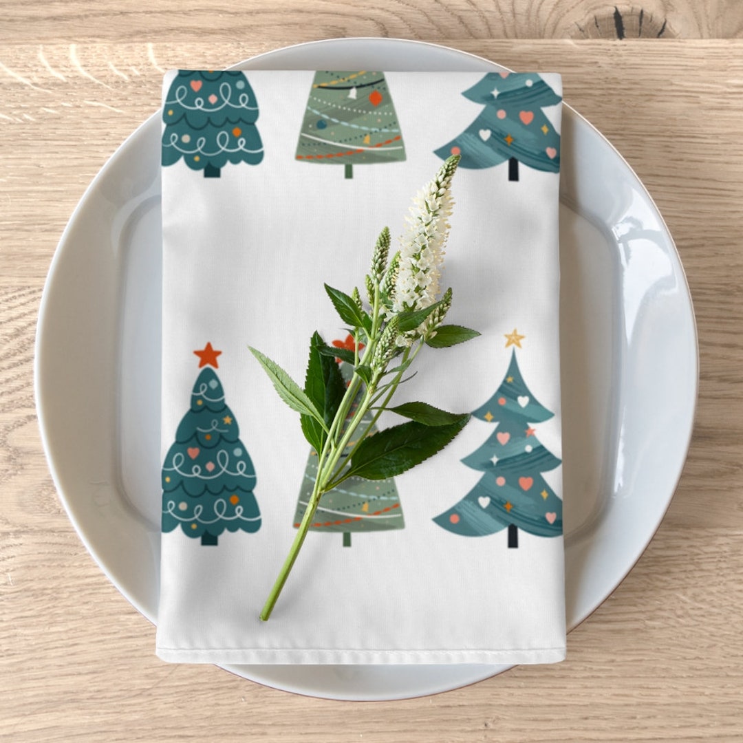Christmas Tree Napkins, Holiday Place Setting, Cloth Napkins, Best