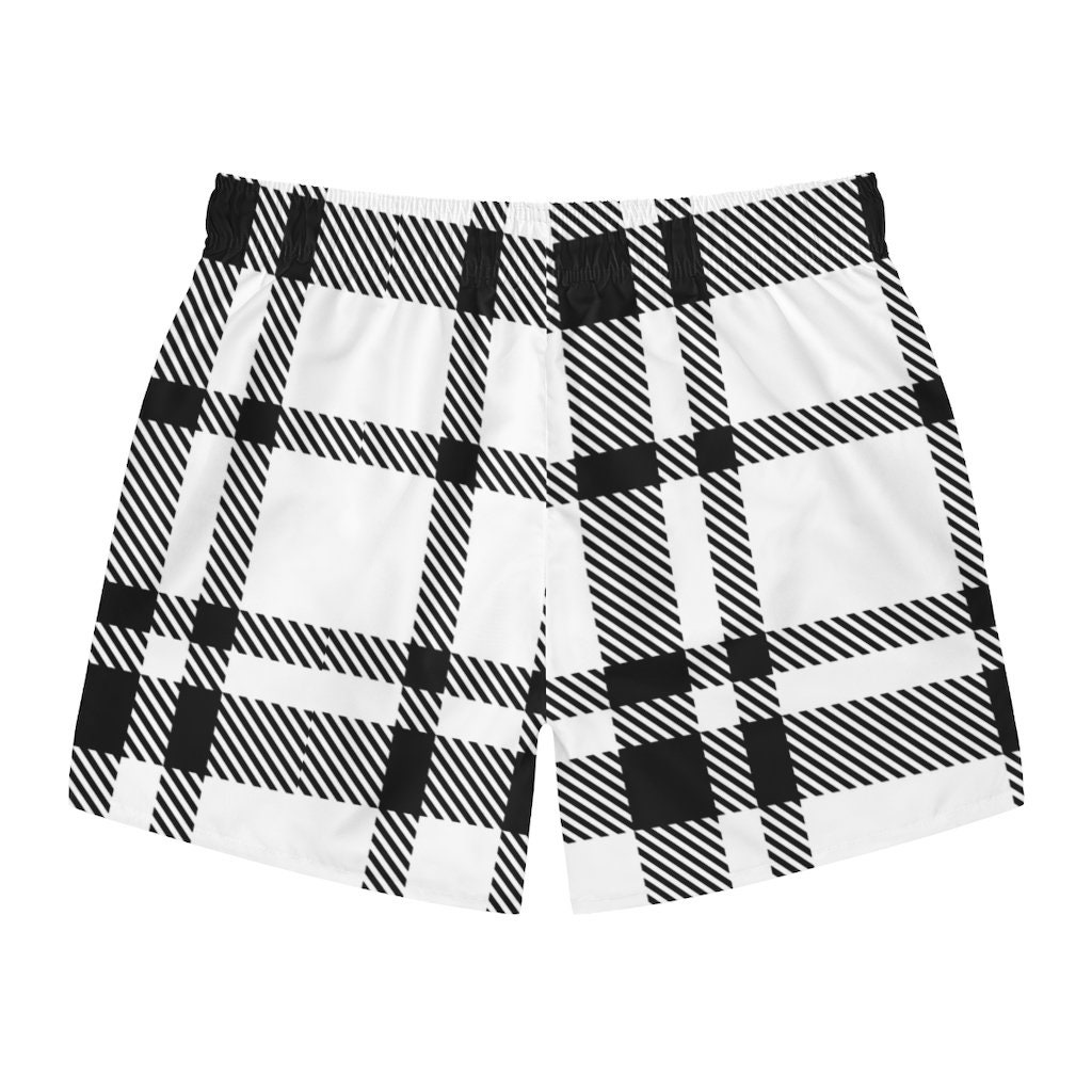Black and white Plaid Men's Bathing suit Swim Trunks Etsy