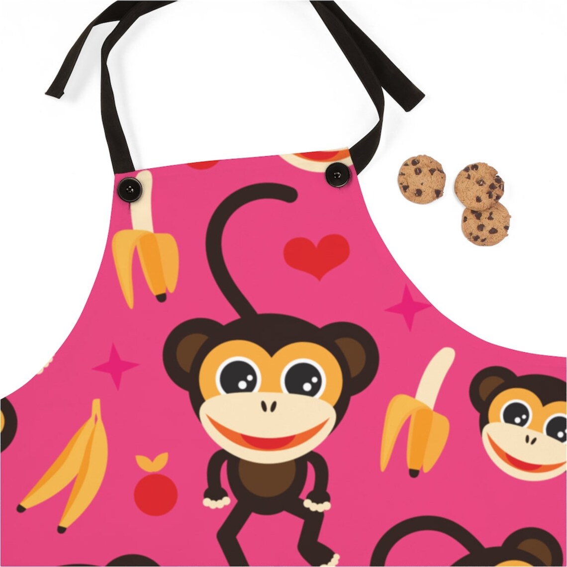 Monkey Apron Funny aprons Cute aprons Monkey eating Etsy