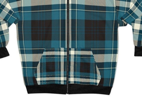Unisex, Zip Hoodie, AOP, Buffalo, Plaid, Pattern, Sweat Shirt