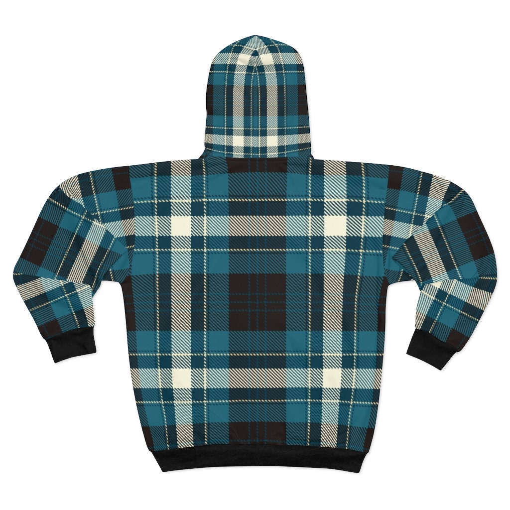 Unisex, Zip Hoodie, AOP, Buffalo, Plaid, Pattern, Sweat Shirt