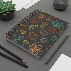 Spiral Bound Journal, Fall Notebook, Back to school, libro di carta foderato, Diario, blocco note, foglie autunnali, colori del raccolto, diario, taccuino, regali