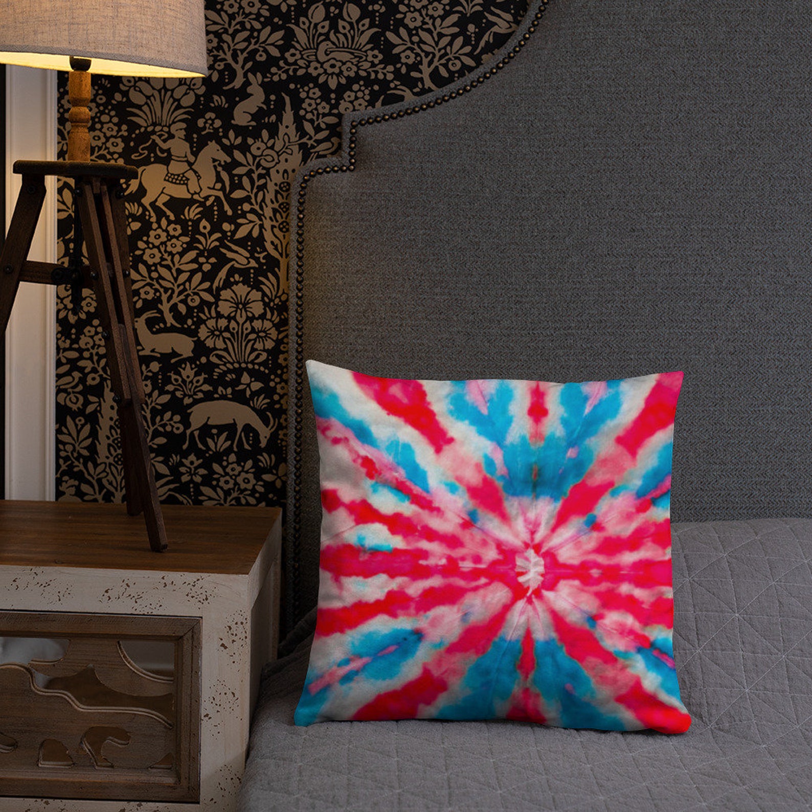 Tie Dye, Throw Pillow, Accent Pillow, Unique Gifts, Fun Bright Colors, Best Seller, Trendy, Red
