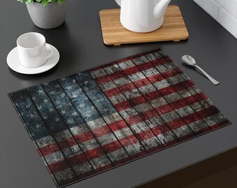 American Flag, Placemat, stars, stripes, red white and blue, rustic, distressed, flag, best seller, 4th of July, Memorial day, table decor