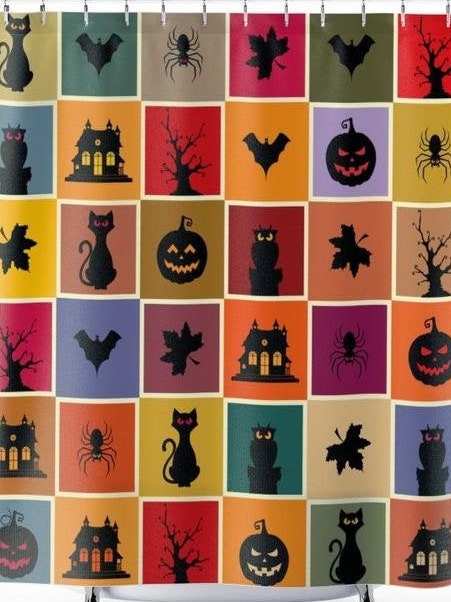 Halloween-Duschvorhang Haken – 12 Stück, Aus Harz & Metall, Mit Dekorativem Design