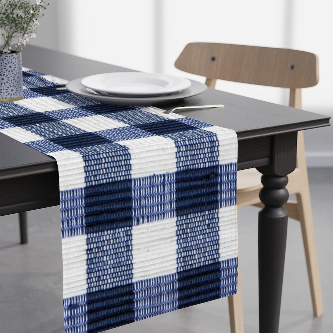 Navy Blue Buffalo Plaid Table Decor Table Cover Table Etsy UK