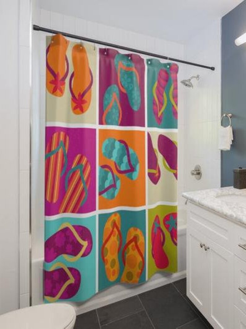 Flip Flops Shower Curtains Bathroom Decor Home Decor Etsy
