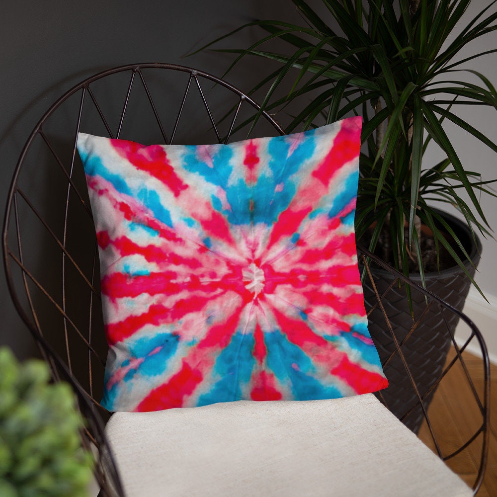 Tie Dye, Throw Pillow, Accent Pillow, Unique Gifts, Fun Bright Colors, Best Seller, Trendy, Red