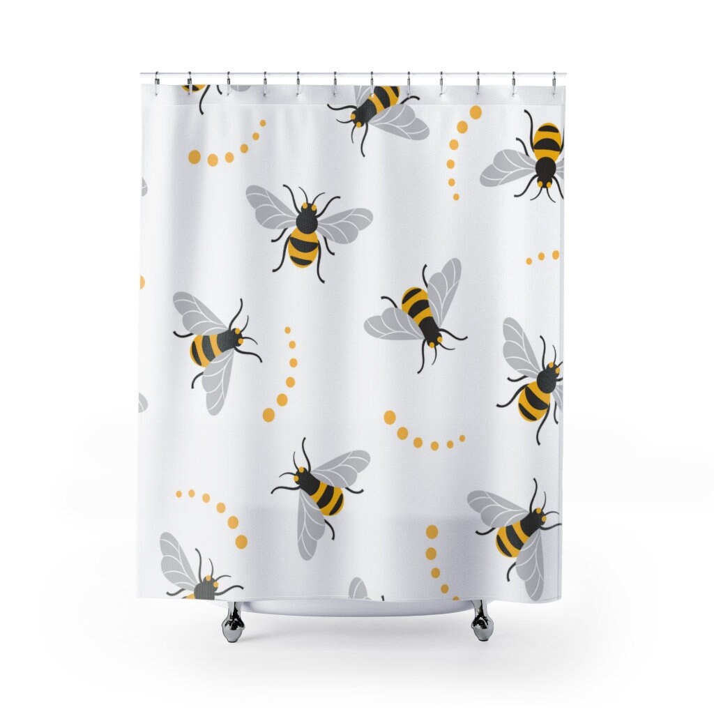 Farmhouse Rose Gold Bee Shower Curtain, Bee Decor, Bath Sets