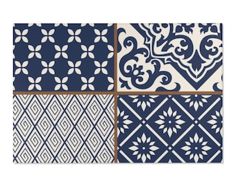Navy Blue Area Rugs, Navy blue four patterned throw rug, home decor, durable area rug
