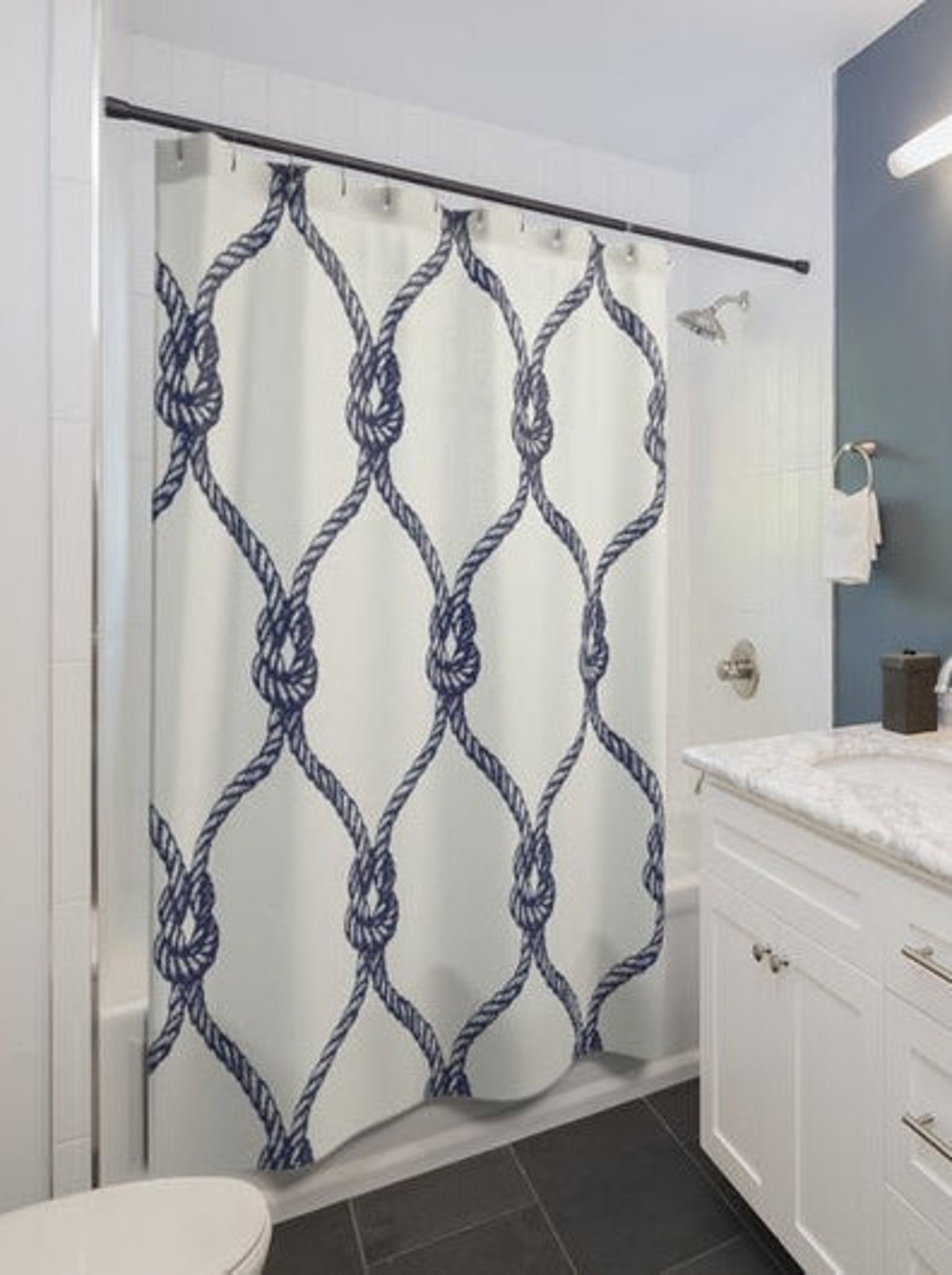 Shower Curtains Nautical Pattern Rope by the Sea Decor Etsy