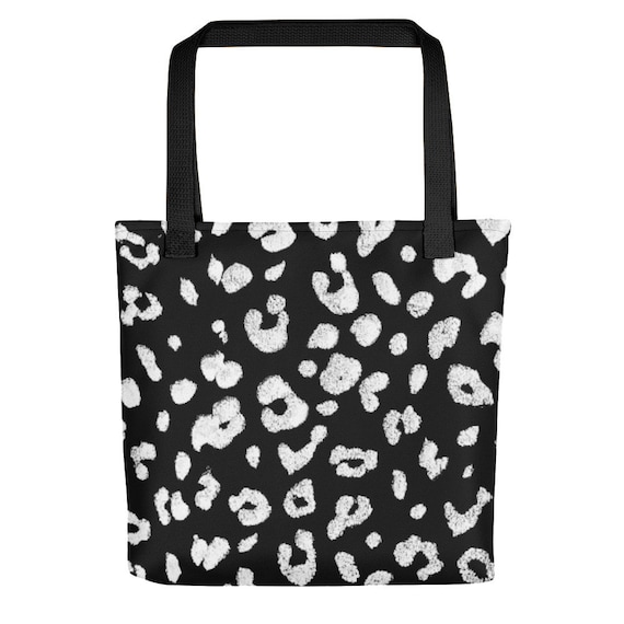 Tote Bag Leopard Print Black and White Woman s Hand Bag Travel Bag on the Go Bag Mom Gifts Cheetah Print Animal Print Wallet Etsy