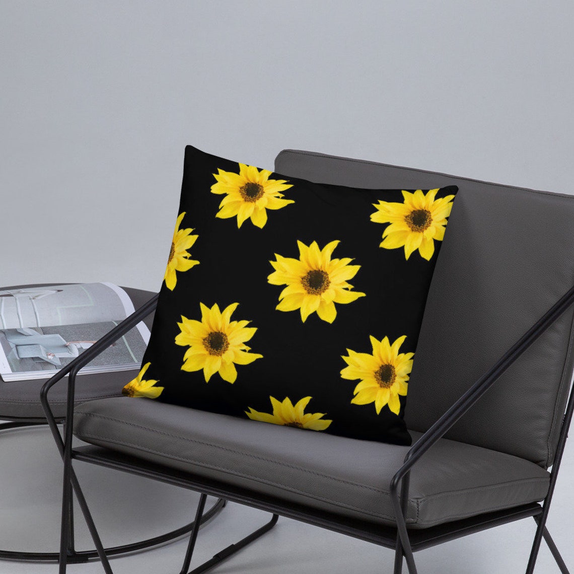 Throw Pillow Sunflower Yellow and Black Basic Accent Etsy