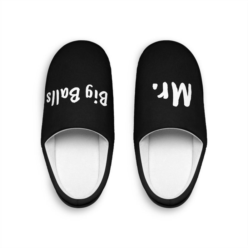 Grappig zeggen slippers, Heren Indoor Slipper, bericht om te personaliseren, Mr. Big Balls, comfortabele fleece stof, Echtgenoot slipper, mannen slip op schoen afbeelding 1