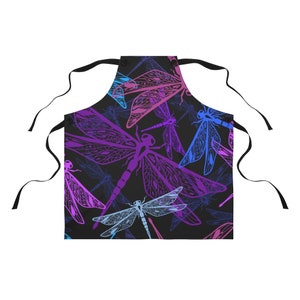 Dragonfly Apron, bugs, wings, flying, cooking accessory, kitchen apron, grilling gear, purple and blue, trendy apron, mom gifts