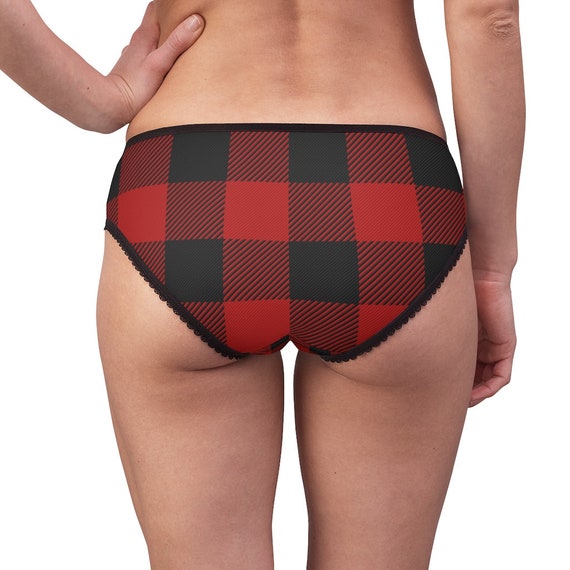 Buy Women's Briefs, Underwear, Buffalo Plaid, Red and Black, Gifts