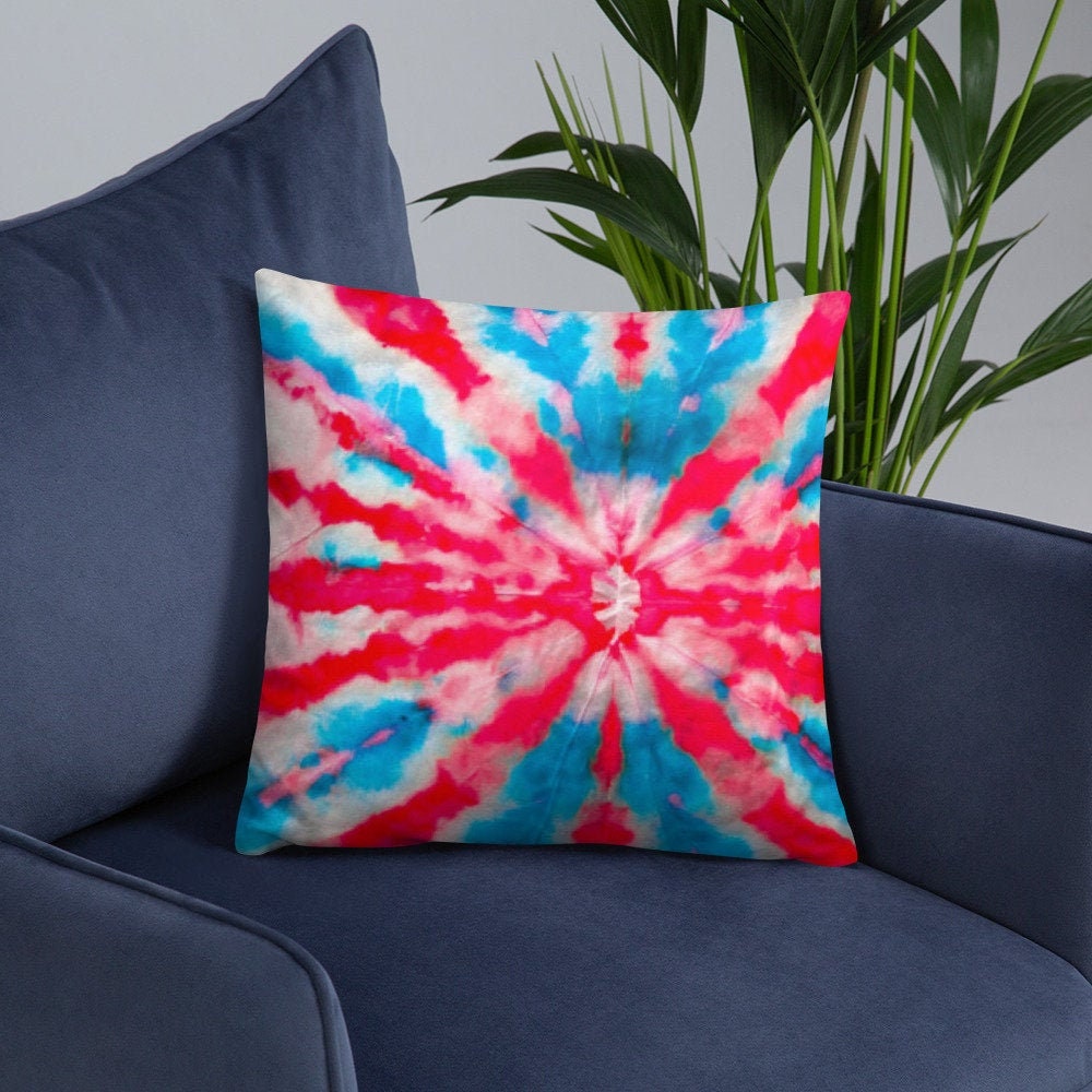 Tie Dye, Throw Pillow, Accent Pillow, Unique Gifts, Fun Bright Colors, Best Seller, Trendy, Red