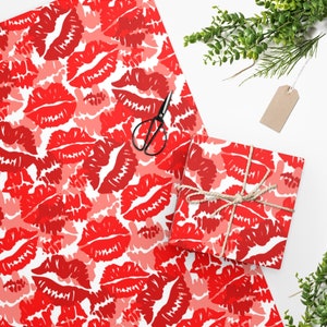 Lips Wrapping Paper, Valentine&#39;s day gift wrap, kiss paper, red lips, best selling paper, wrapping presents, red lips paper