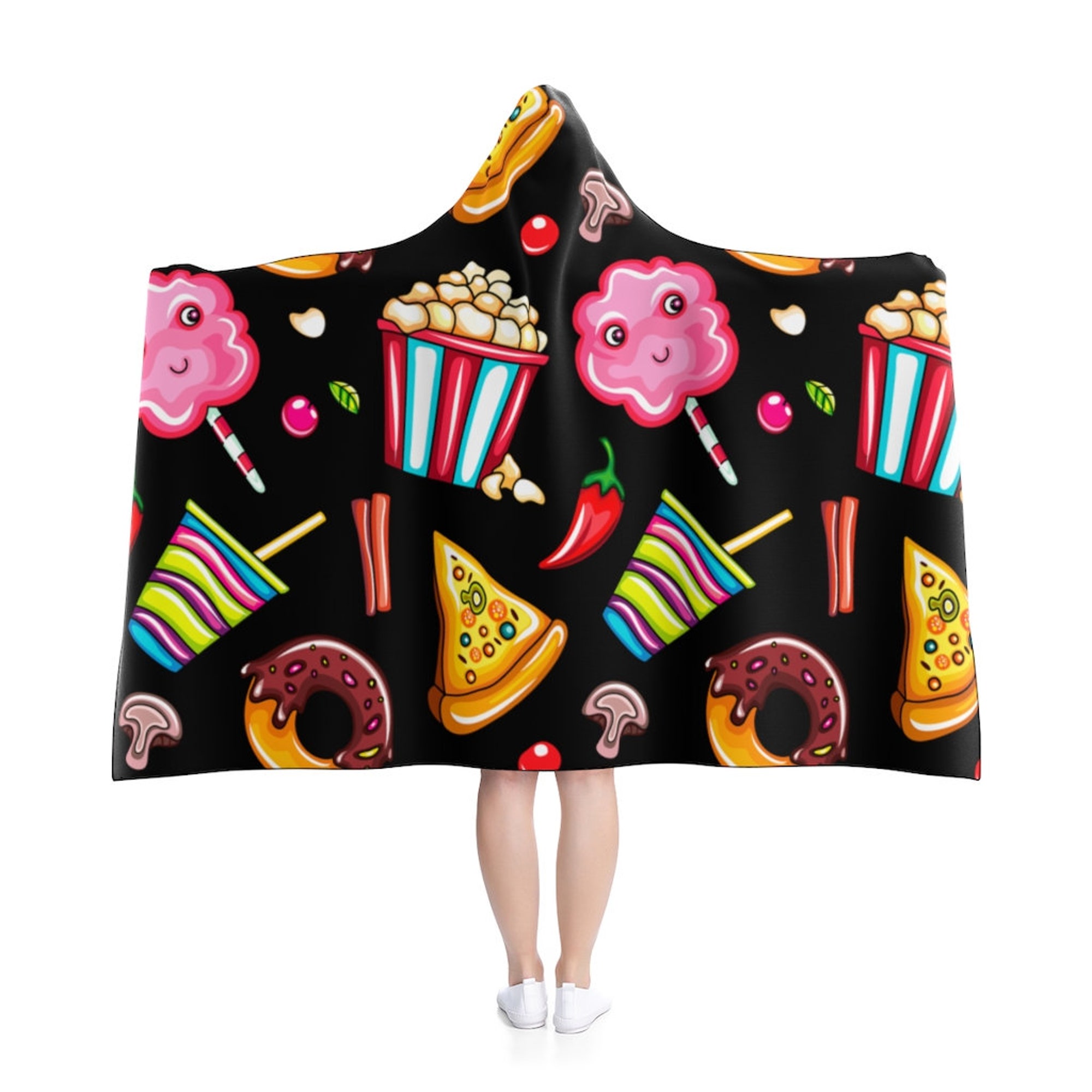 Discover Food pattern Hooded Blanket