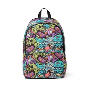 Unisex Fabric Backpack, Zombies, Great gift, walking dead, flesh eaters, scary, Halloween, Multi colored, Gothic, Back to school, Book bag
