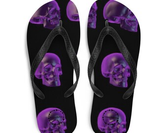Teenslippers, schedels, paars, zwart, zomerschoenen, Punk, Gothic, Halloween, vakantiespullen, Zomeraccessoire, best verkopende, trendy, geweldige geschenken