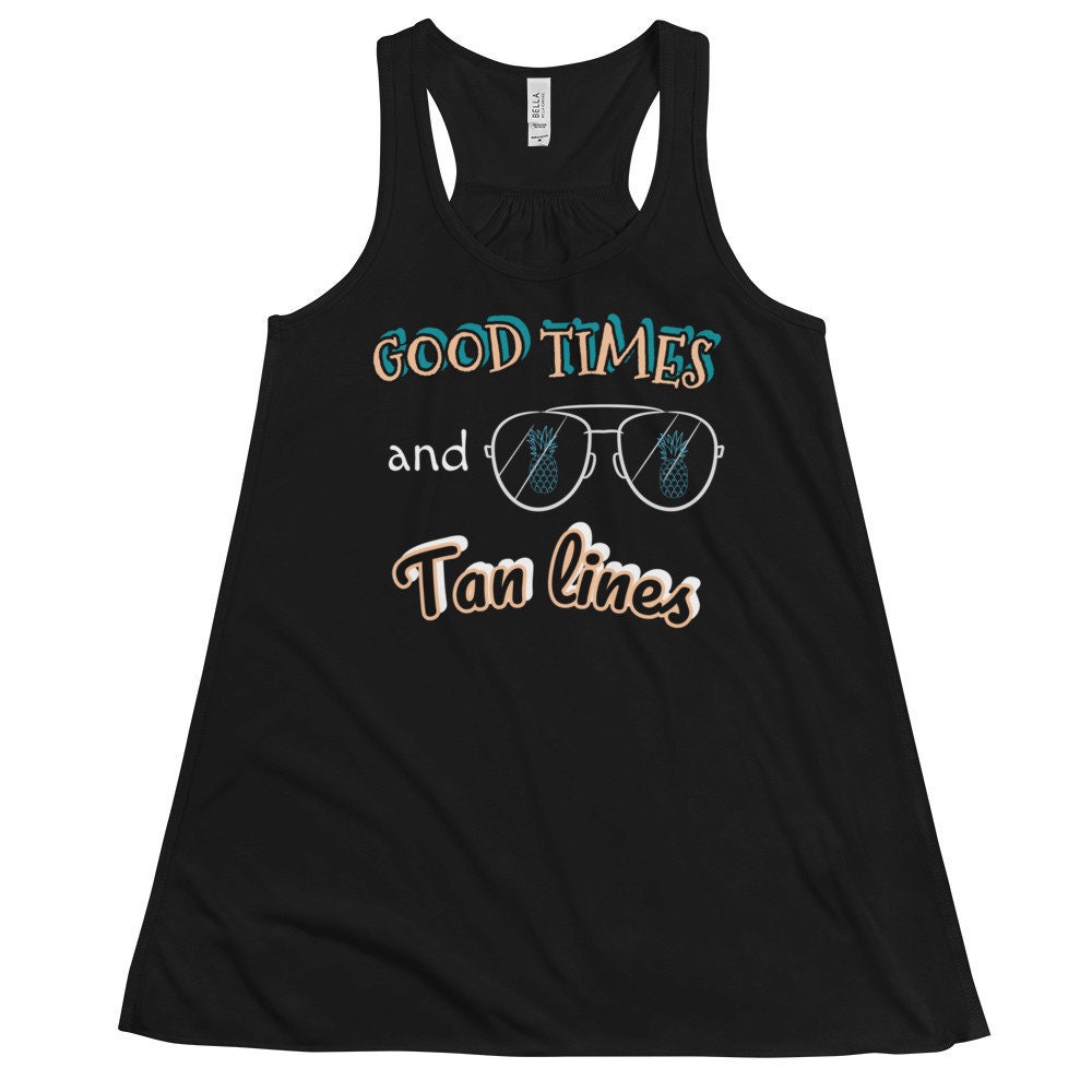 EXMIUN Women's 'Good Times And Tan Lines' Graphic Tank Top - Cute Sunglasses Print Sleeveless Summer Tee