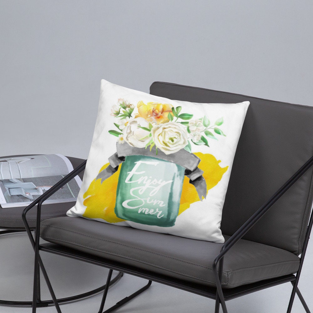 Best Seller Throw Pillow Mason Jar Flower Enjoy Summer on Etsy