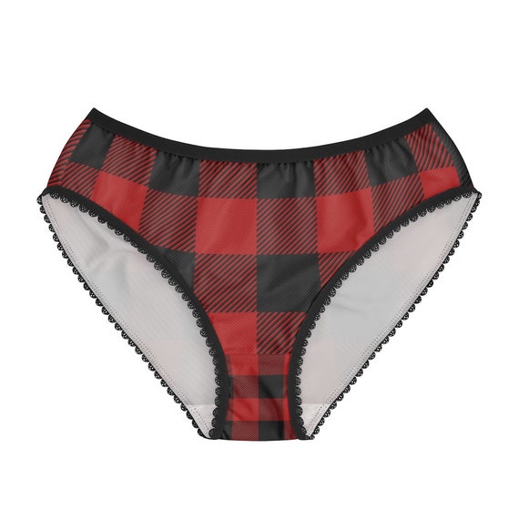 Women's Briefs, Underwear, Buffalo Plaid, Red and Black, Gifts for Her, Mom  Gifts, Intimate Gifts, Girl Friend Gifts, Trendy Pattern 