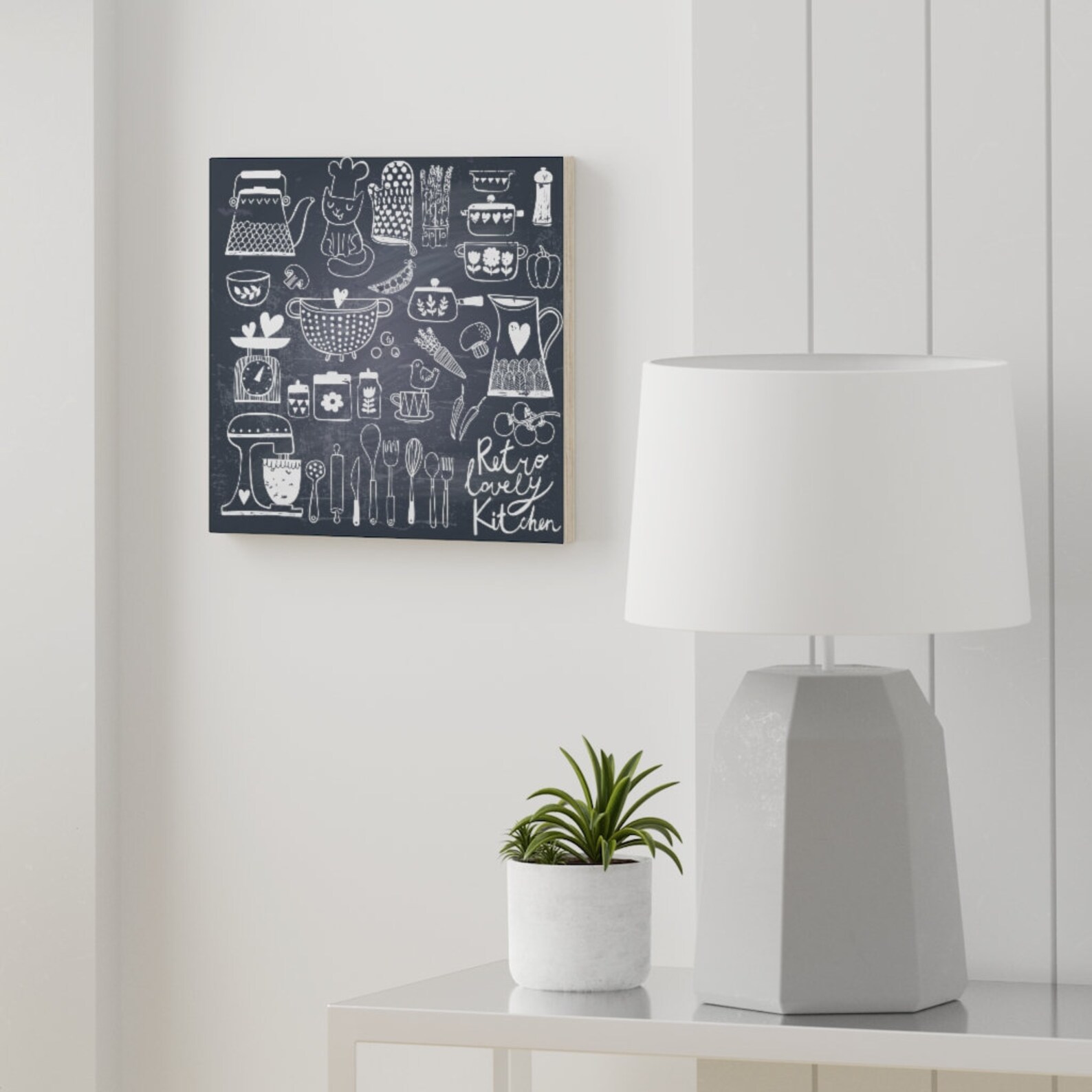 Kitchen Wall Art, Wood Canvas, Retro, Lovely Kitchen Decor, Home Decor