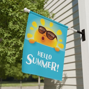 Hello Summer Flag, Garden & House Banner, Sun shine flag, sun in glasses, funny summer flag, garden banner, great gift
