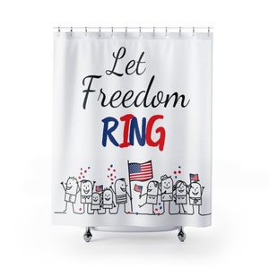 Shower Curtains, Let Freedom Ring, American flag, red white and blue, 4th of July, Memorial day, Home decor, Table mat, place setting