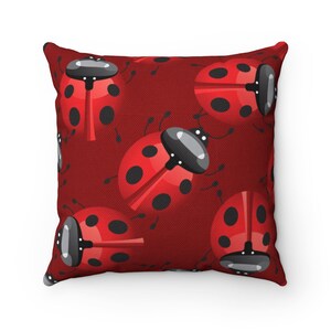 Lady bugs, throw pillow, accent pillow, Square Pillow, red and black, home decor, best seller, trendy pattern, gifts for the home, cute bugs