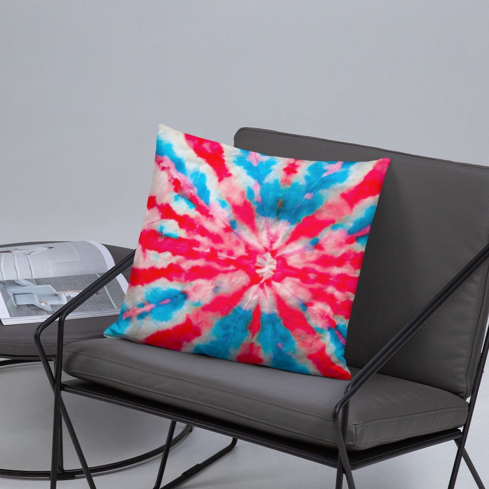 Tie Dye, Throw Pillow, Accent Pillow, Unique Gifts, Fun Bright Colors, Best Seller, Trendy, Red