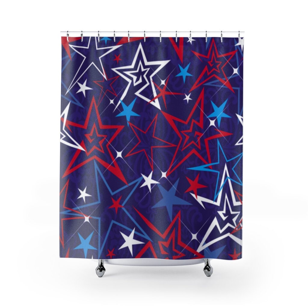 Red white and blue shower curtain discount