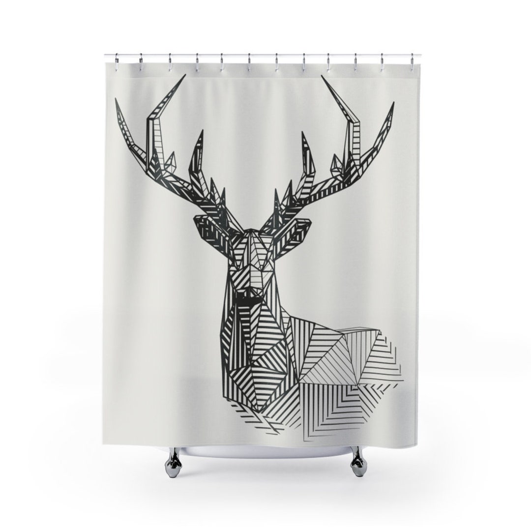 Rustikaler Waldduschvorhang – Lodge-Design Mit Wildtieren, 183 X 190 Cm, Inkl. Haken