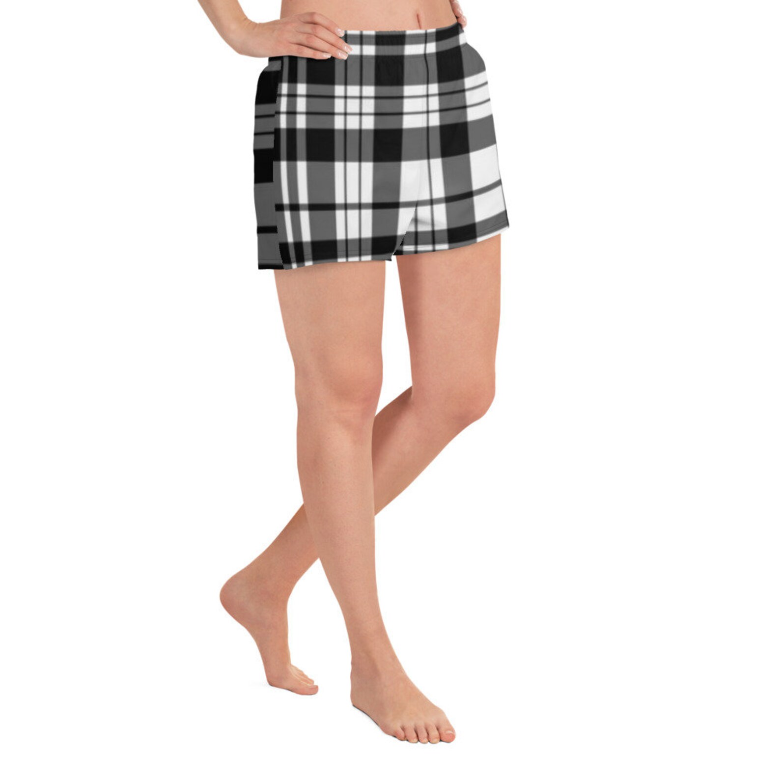 Women's Athletic Short Shorts Black and White Buffalo Etsy