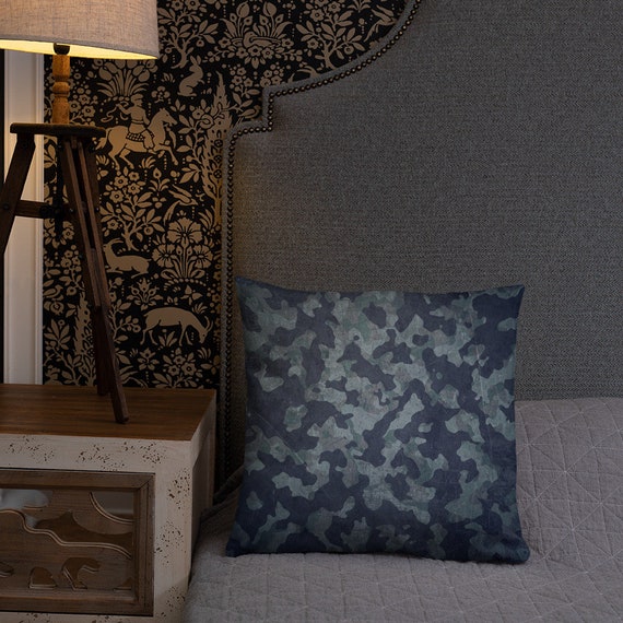 Pillow Throw Pillow Camo Print Black and Blue Home Decor